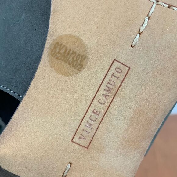 VINCE CAMUTO Cadey Gray Perforated Nubuck Leather Ankle Bootie Buckle US 8.5 - Picture 10 of 10